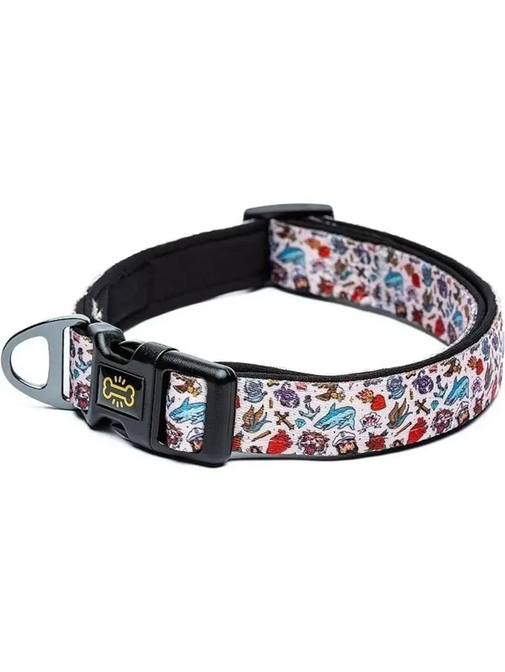 Vintage Pirate Tattoo Dog Collar Padded Extra Comfort Large Dogs New
